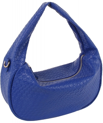 Embossed Woven Shoulder Bag Hobo LH131-Z BLUE